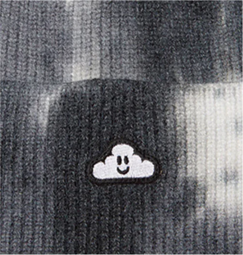 Thank You Tie Dye Cloudy Beanie - Grey/White - Image 2