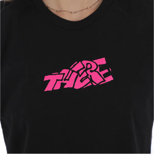 There Blocky Crop Tee - Black/Pink - Image 3