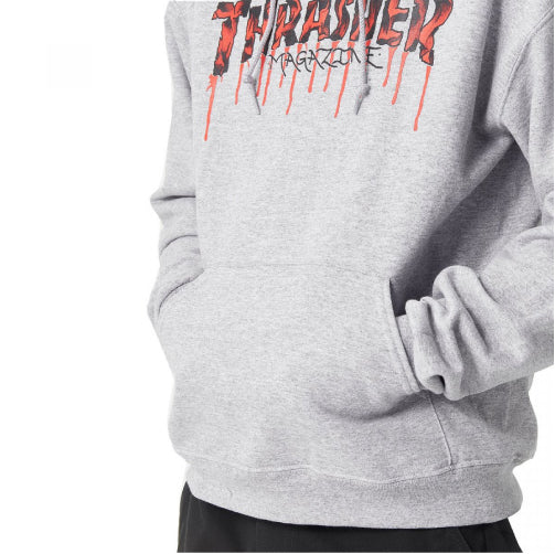 Thrasher Blood Drip Hoodie - Gray - Image 4