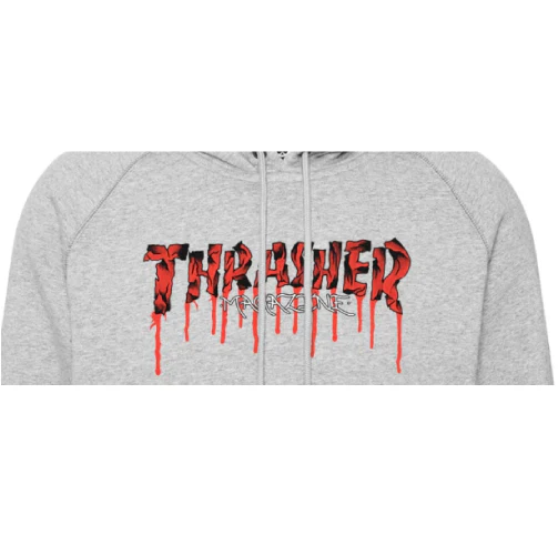 Thrasher Blood Drip Hoodie - Gray - Image 6