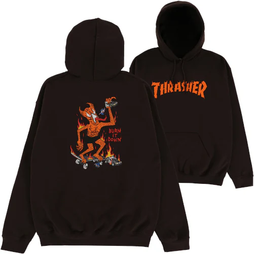 Thrasher X Neckface Burn It Down Hoodie - Dark Chocolate