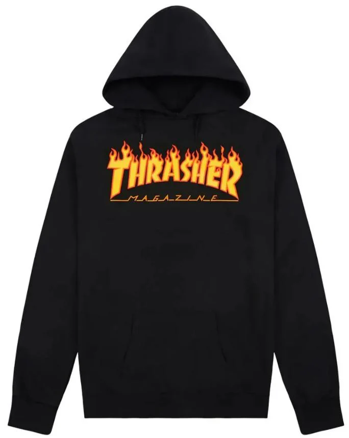 Thrasher Flame Logo Hooded Sweatshirt - Black