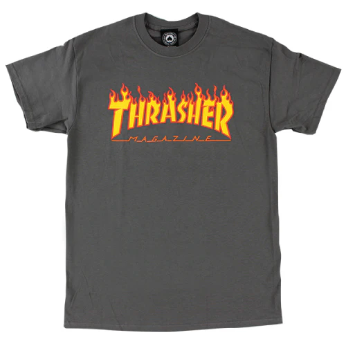 Thrasher Flame Logo Tee - Charcoal