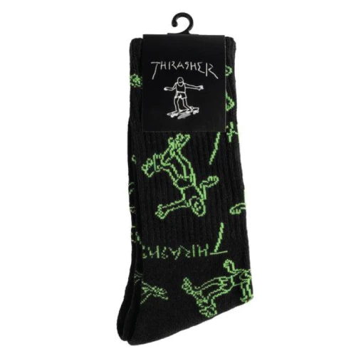 Thrasher Gonz Logo Crew Socks Black/Green - Image 2
