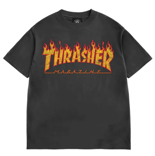 Thrasher Vintage Flame Logo Tee - Washed Black