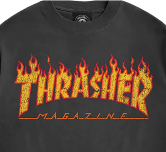 Thrasher Vintage Flame Logo Tee - Washed Black - Image 2
