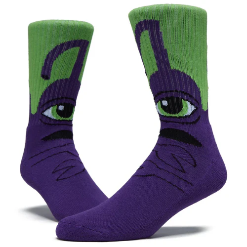 Toy Machine Sect Hug Crew Socks - Lime/Purple