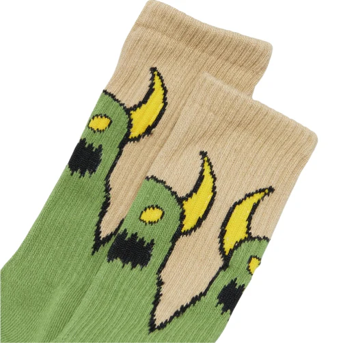 Toy Machine Sketchy Monster Crew Socks - Tan/Green - Image 2