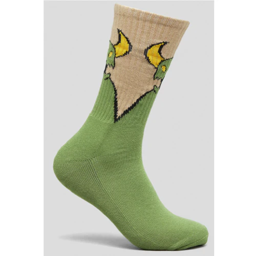 Toy Machine Sketchy Monster Crew Socks - Tan/Green - Image 3