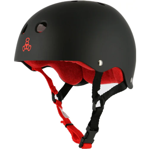 Triple Eight Sweatsaver Helmet - Black Rubber/Red