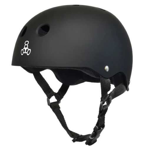 Triple Eight Sweatsaver Helmet - Black Rubber/White Logo