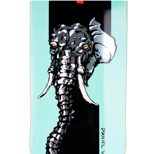 Welcome Daniel Vargas Tusk on Efigy Teal Shaped Skateboard Deck 8.8" - Image 2