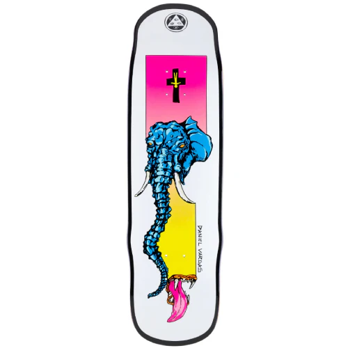 Welcome Daniel Vargas Tusk on Efigy White, Black Shaped Skateboard Deck 8.8"