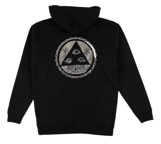 Welcome Skateboards Tali Chain Pullover Hooded Sweatshirt - Black with Silver - Image 2